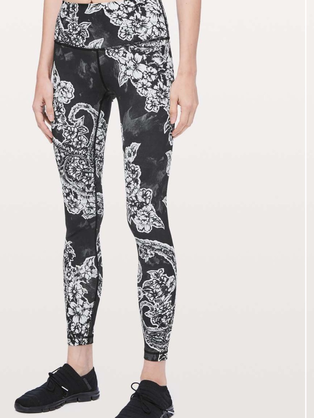 Lululemon Wunder Under Black & White Floral Leggings #W5BOKS size 4